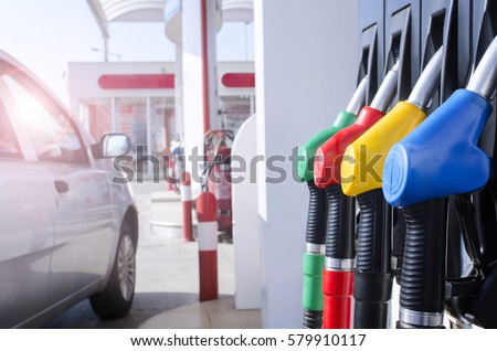 Gas station. Fuel pump. Royalty-Free Stock Photo #579910117
