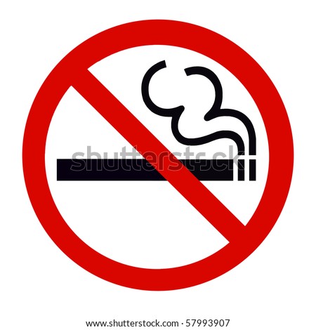 Symbol of No Smoking Zone Sign isolated on White