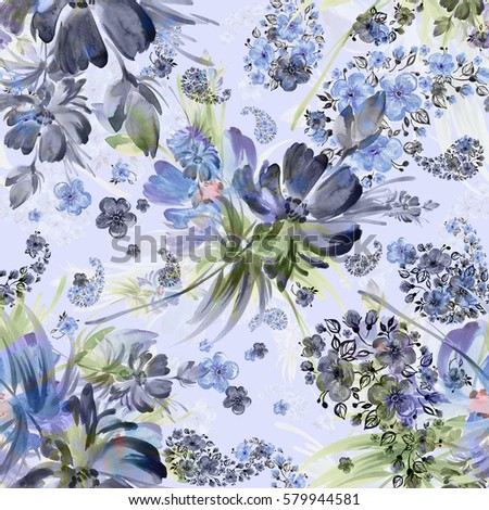 Watercolor seamless pattern floral arrangement S