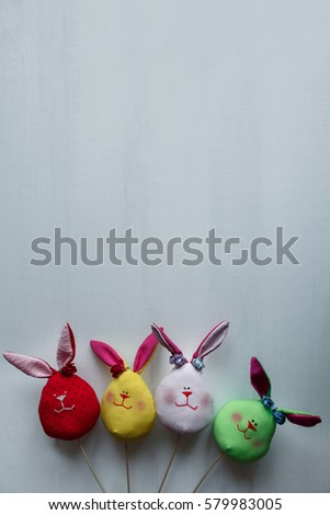Multicolor easter eggs with copy space.