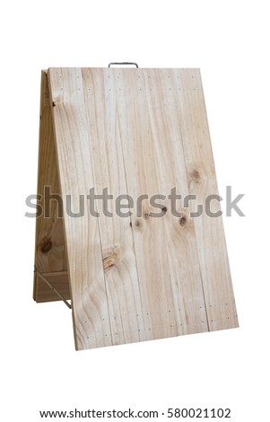 Mock up wooden sign board on white background, Natural style shop decoration.