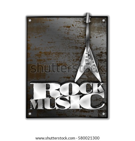 Rusty metal sheet iron rock music. Isolated objects on a white background, can be used with any image or text.