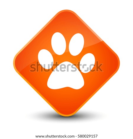 Animal footprint icon isolated on special orange diamond button abstract illustration