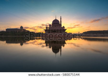 Putra Mosque located in Putrajaya city the new Federal Territory of Malaysia