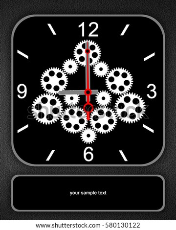 Clock analog in Enginering concept on the wall background running