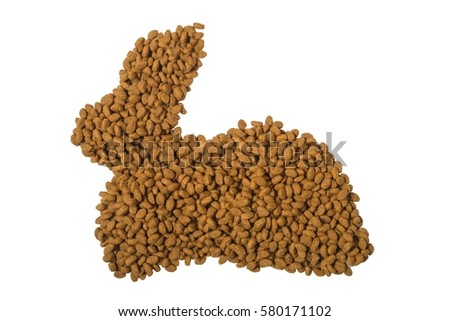 Rabbit silhouette of cat food on a white background