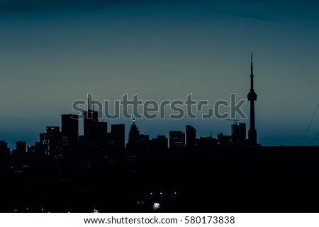 Silhouette of Toronto Skyline in the Evening