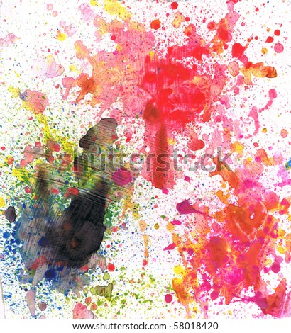 Beautiful watercolor paint splatters in vibrant red, yellow and green- Great for textures and backgrounds for your projects!