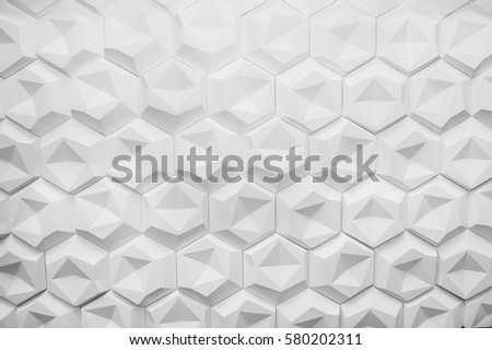 Monochrome contrast Hexagonal wall texture surface. Abstract pattern background.