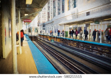 A subway platform in Chicago