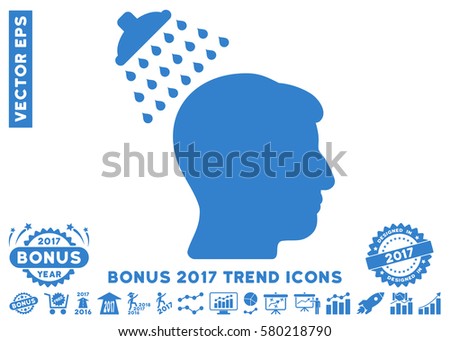 Cobalt Head Shower icon with bonus 2017 year trend clip art. Vector illustration style is flat iconic symbols, white background.