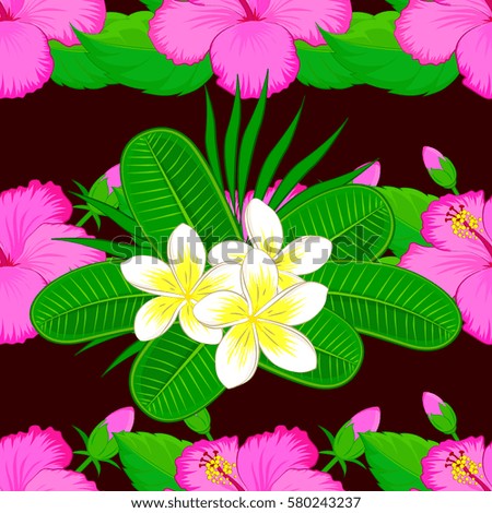 Vector illustration with many cute flowers on a brown background. Seamless pattern with multicolored flowers, spring motif.