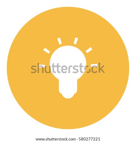 Idea_LightBulb  icon - Flat design, glyph style icon - White enclosed in a circle