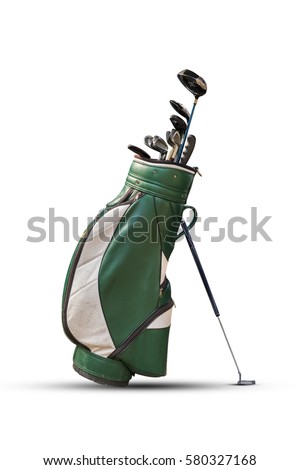 Golf clubs and Bag Isolated. Royalty-Free Stock Photo #580327168