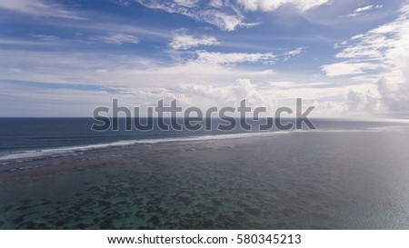Tropical beach and sea with blue sky background