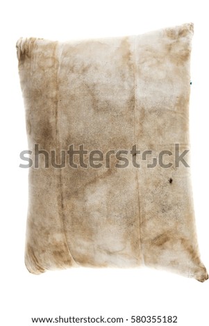 Dirty pillow isolated on white background