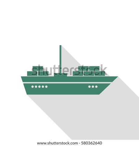 Ship sign illustration. Veridian icon with flat style shadow path.