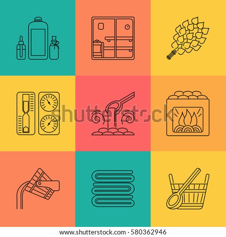 Set of Editable Stroke Vector Sauna Icons made in Modern Line Style. Easy to Use. Perfect for Your Project.