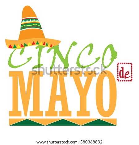 Isolated traditional hat and text, Cinco de mayo vector illustration