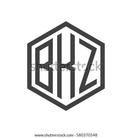 initial three letter logo hexagon black