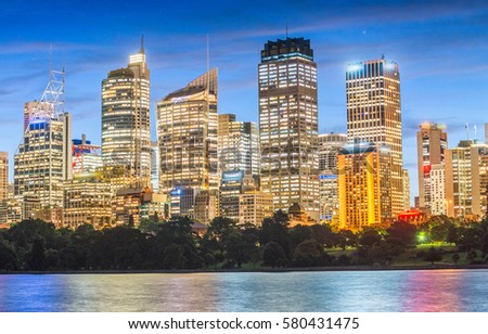 Sydney skyline on a beautiful night - New South Wales, Australia.