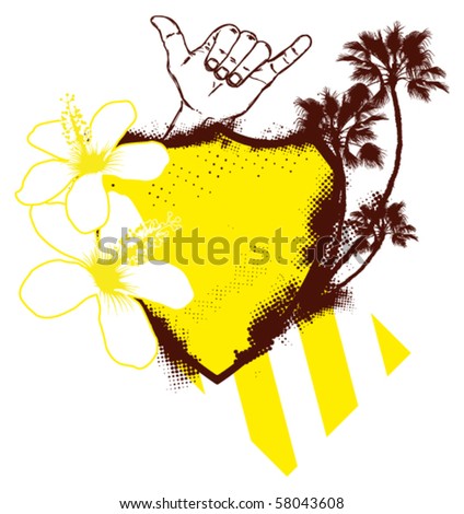 surf shield palm hand hibiscus