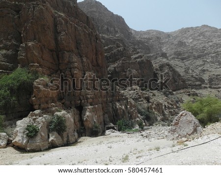 Oman / wadi shab / picture showing the famous wadi shab gorge in Oman, taken in June 2015.