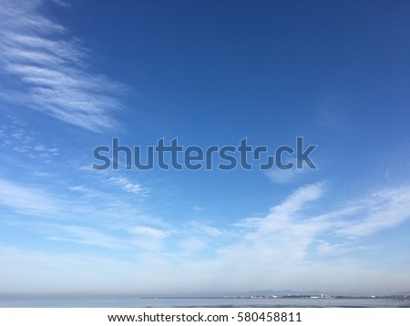 So beautiful spring blue sky spreading above the sea