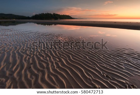 beautiful sand pattern during sunset at Kudat Sabah Malaysia.