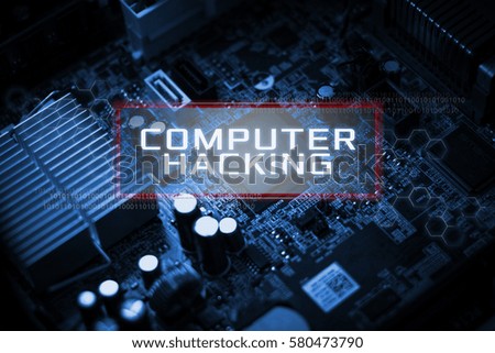 Digital Business and Technology concept, Virtual screen showing COMPUTER HACKING.