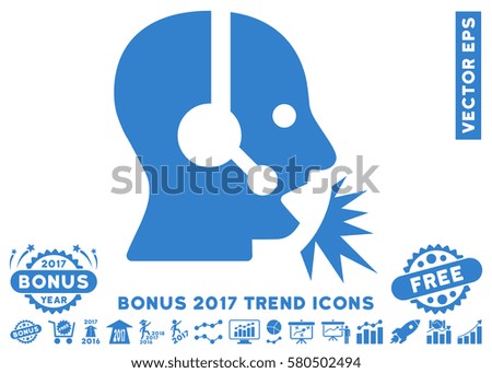 Cobalt Operator Speech pictogram with bonus 2017 trend pictures. Vector illustration style is flat iconic symbols, white background.