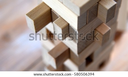 wooden game with blocks Royalty-Free Stock Photo #580506394