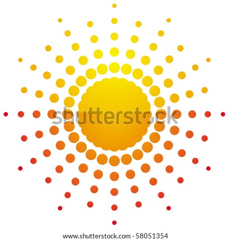 Artistic orange sun illustration with white background