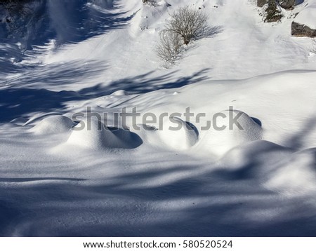 ski resort survey in the mountains of a famous French Alps, mountain, snow, winter, cold, blue sky, village of a famous French Alps