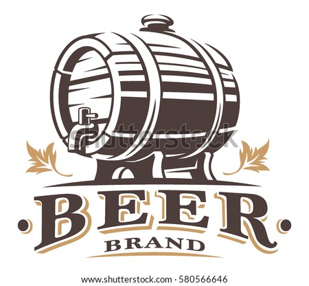Vintage barrel of beer logo. Text is on the separate layer.