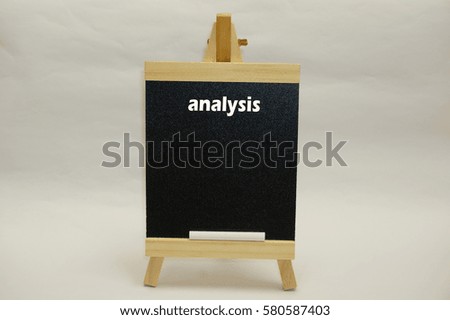"Analysis" word written on blackboard isolated over white background