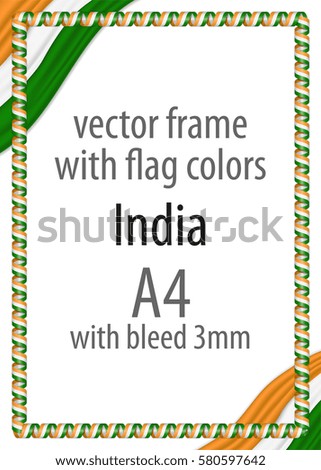 Frame and border of ribbon with the colors of the India flag