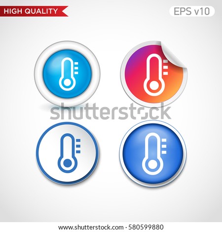 Colored icon or button of thermometer symbol with background