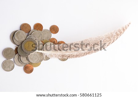 Feathers and Money with with white ground