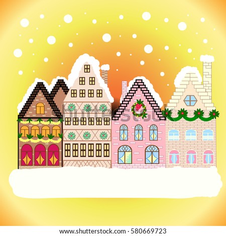Christmas and Happy New Year greeting card. Vector illustration.