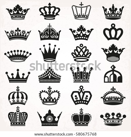 Set of royal crown heraldic silhouette icons vector illustration