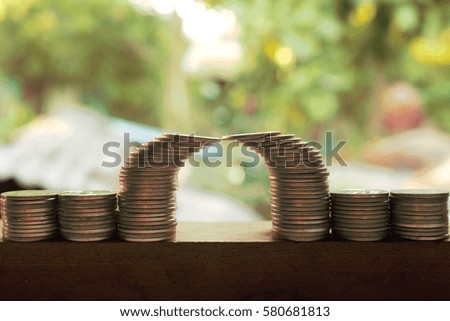 stack of coin join together,concept idea for business teamwork and join.