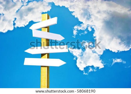 Blank direction signs for your text with sky background