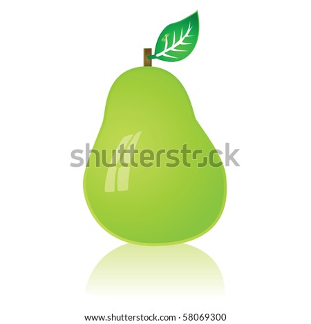 Glossy vector illustration of a green pear