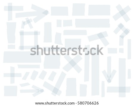 Adhesive tapes. Vector sticky glue scotch tape piece isolated on white background. Sticker vintage question and exclamation illustration Royalty-Free Stock Photo #580706626