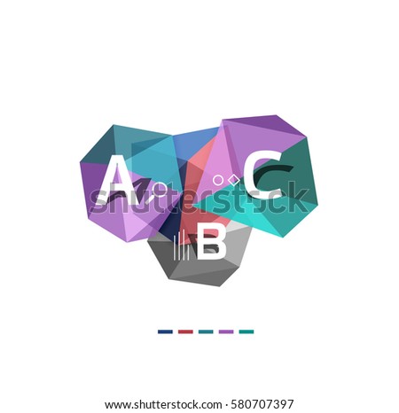 Moden low poly infographics template with A B C letters