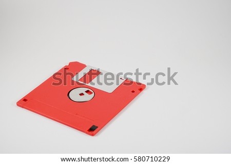 Floppy Disk magnetic computer data storage support on white background.