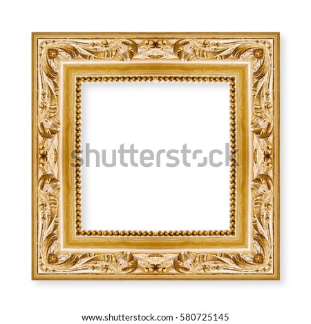 Old carved and golden wooden frame with central blank space 