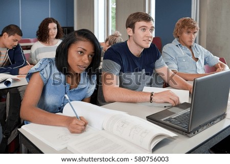 University students working in class
