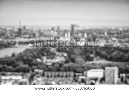 Blurred view of city buildings, London - UK.
